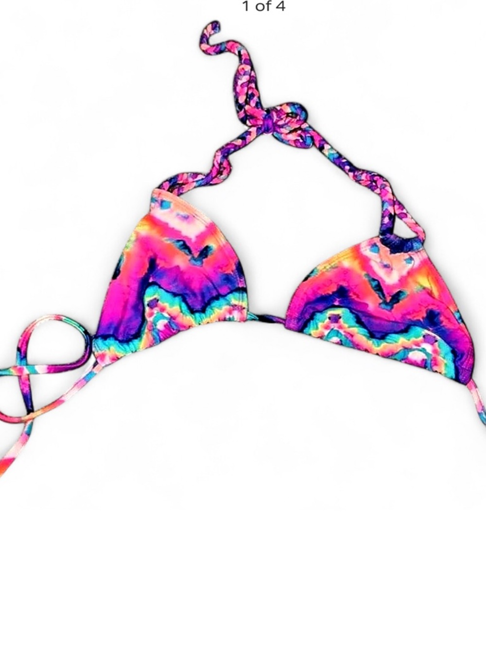 California Waves Multicolor Pink Purple Blue Tie-Dye Triangle Bikini Top